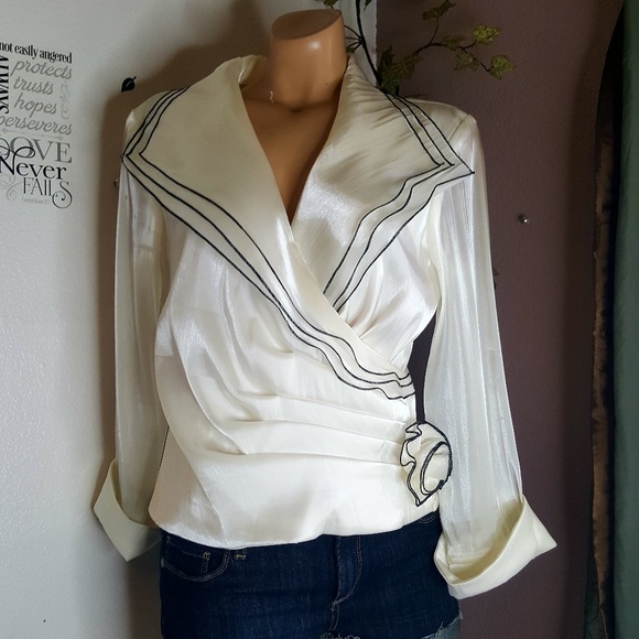 black and white evening top